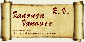 Radonja Vanović vizit kartica